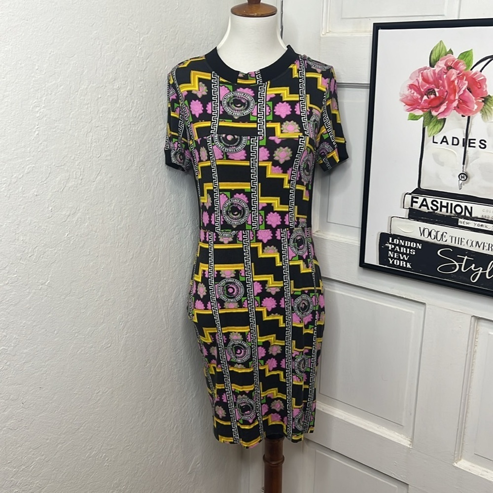 Vintage Versus Versace “Information is Power” Print Shirt Dress Size M
